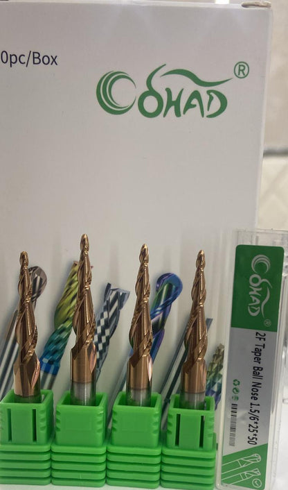 1.5/6*25*50 2F TAPER BALLNOSE COATED