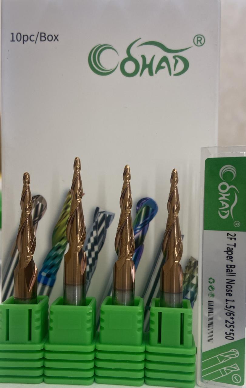 1.5/6*25*50 2F TAPER BALLNOSE COATED