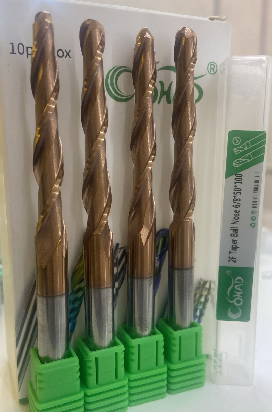 6/8*50*100 2F TAPER BALLNOSE COPPER COATED