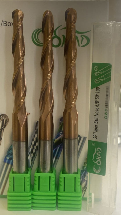 6/8*50*100 2F TAPER BALLNOSE COPPER COATED